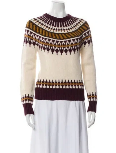 Pre-owned Tory Burch Printed Crew Neck Sweater In Neutral