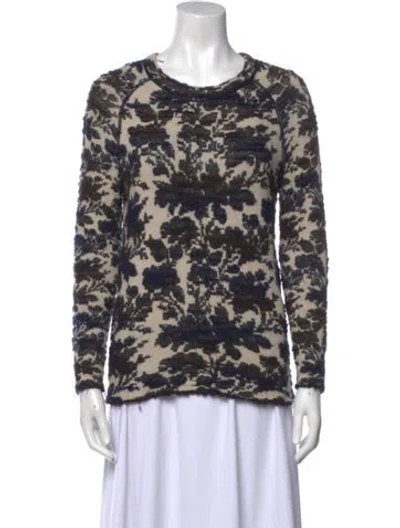 Pre-owned Tory Burch Printed Crew Neck Sweater In Neutral