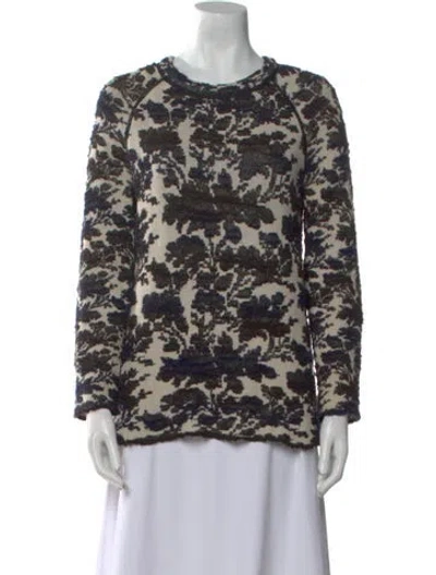 Pre-owned Tory Burch Printed Crew Neck Sweater In Neutral