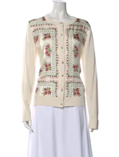 Pre-owned Tory Burch Printed Crew Neck Sweater In Neutral