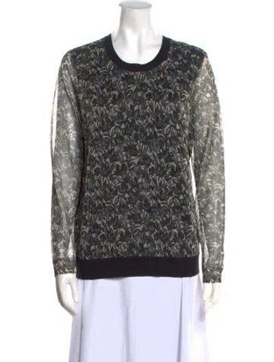 Pre-owned Tory Burch Printed Crew Neck Sweatshirt In Black