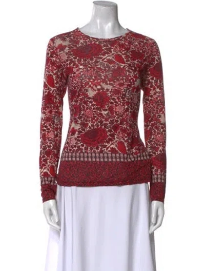 Pre-owned Tory Burch Printed Crew Neck Sweatshirt In Red