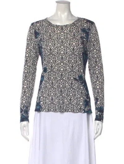 Pre-owned Tory Burch Printed Crew Neck Top