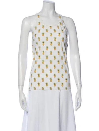 Pre-owned Tory Burch Printed Crew Neck Top In Purple