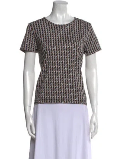 Pre-owned Tory Burch Printed Crew Neck T-shirt In Black