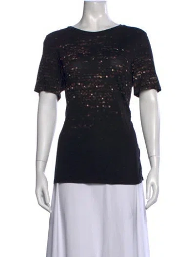 Pre-owned Tory Burch Printed Crew Neck T-shirt In Black