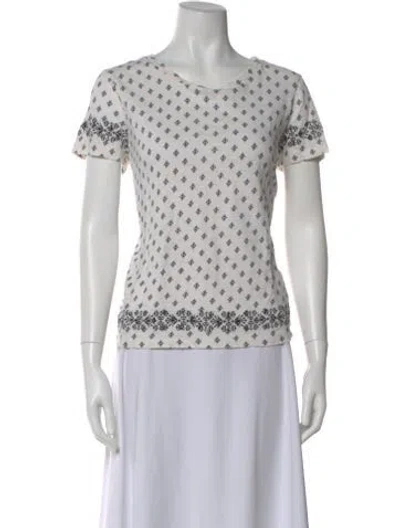Pre-owned Tory Burch Printed Crew Neck T-shirt In Green