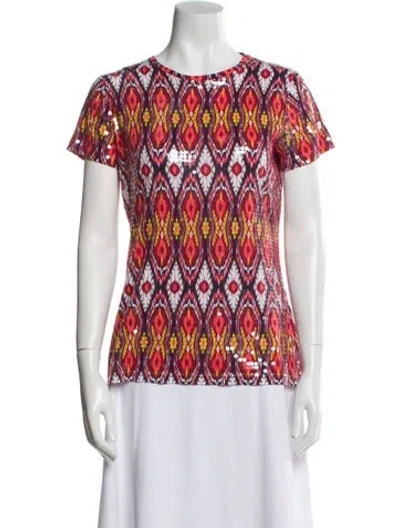 Pre-owned Tory Burch Printed Crew Neck T-shirt In Multi