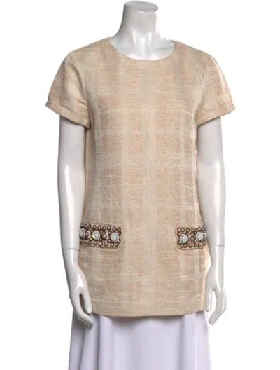 Pre-owned Tory Burch Printed Crew Neck T-shirt In Neutral