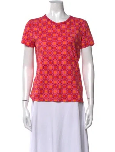 Pre-owned Tory Burch Printed Crew Neck T-shirt In Orange