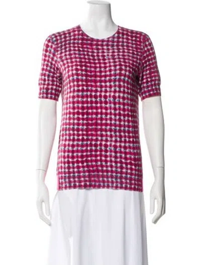 Pre-owned Tory Burch Printed Crew Neck T-shirt In Pink
