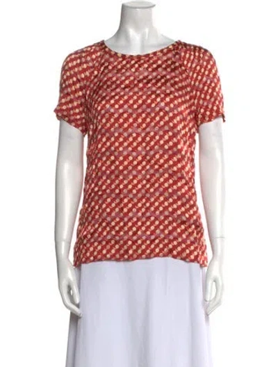 Pre-owned Tory Burch Printed Crew Neck T-shirt In Red