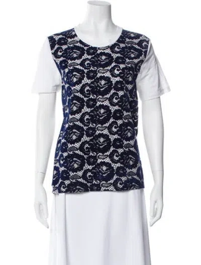 Pre-owned Tory Burch Printed Crew Neck T-shirt In White