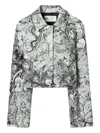 Tory Burch Printed Crop Blazer In Gray