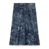 Tory Burch Printed Deconstructed Denim Skirt In Multi