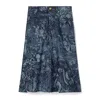 Tory Burch Printed Deconstructed Denim Skirt In Multi
