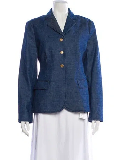 Pre-owned Tory Burch Printed Denim Jacket In Blue
