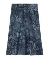 Tory Burch Printed Denim Skirt In Multi