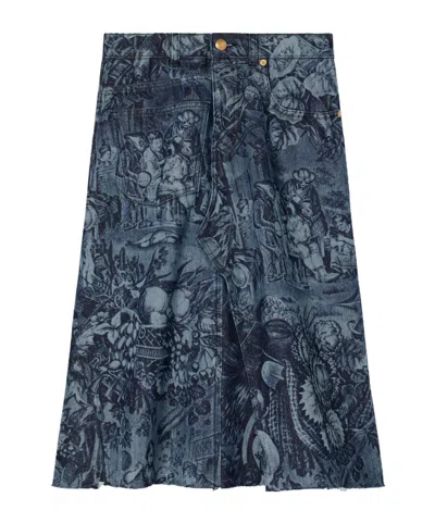 TORY BURCH PRINTED DENIM SKIRT