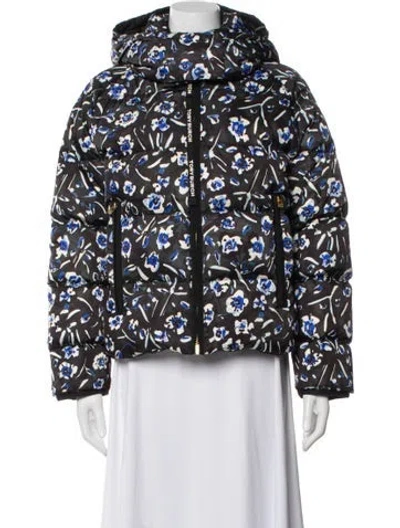 Pre-owned Tory Burch Printed Down Jacket In Black