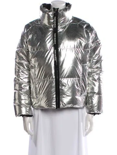 Pre-owned Tory Burch Printed Down Jacket In Silver
