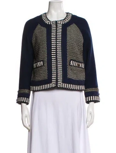 Pre-owned Tory Burch Printed Evening Jacket In Blue