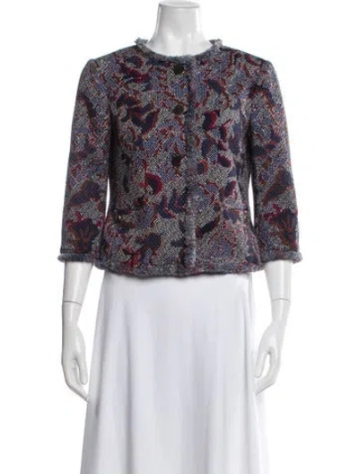 Pre-owned Tory Burch Printed Evening Jacket In Blue