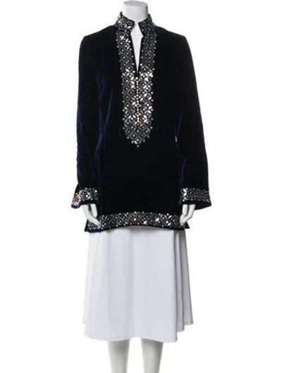 Pre-owned Tory Burch Printed Evening Jacket In Blue