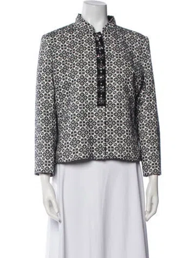 Pre-owned Tory Burch Printed Evening Jacket In White