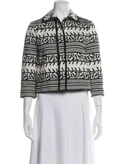 Pre-owned Tory Burch Printed Evening Jacket In White