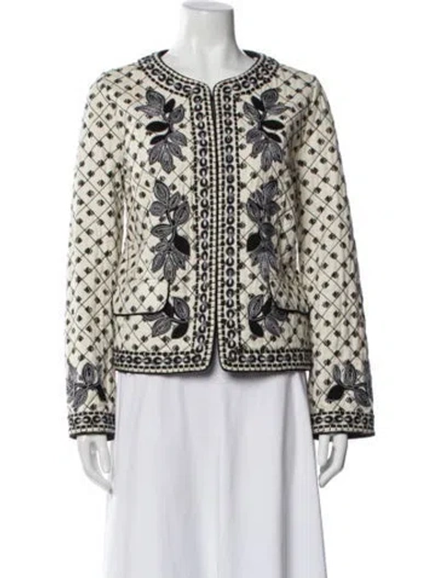 Pre-owned Tory Burch Printed Evening Jacket In White