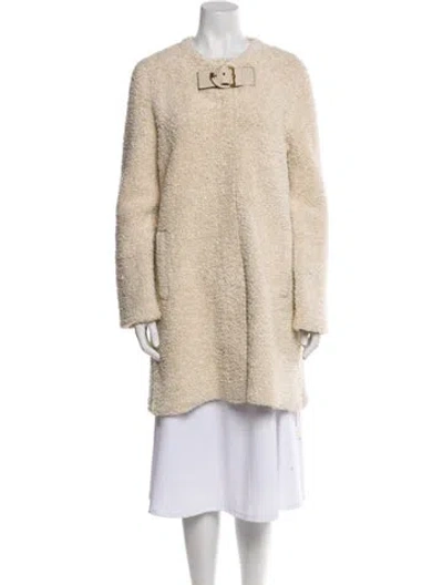 Pre-owned Tory Burch Printed Faux Fur Coat In Neutral