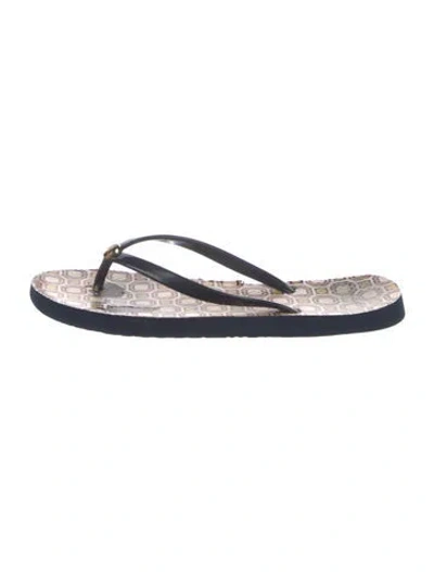 Pre-owned Tory Burch Printed Flip Flops In Blue