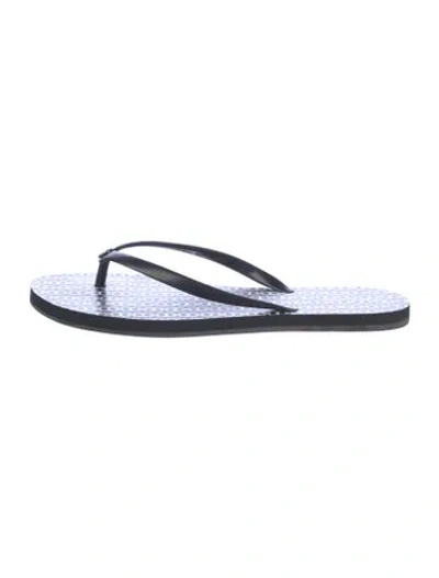 Pre-owned Tory Burch Printed Flip Flops In Blue