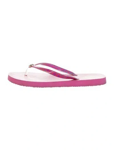 Pre-owned Tory Burch Printed Flip Flops In Pink
