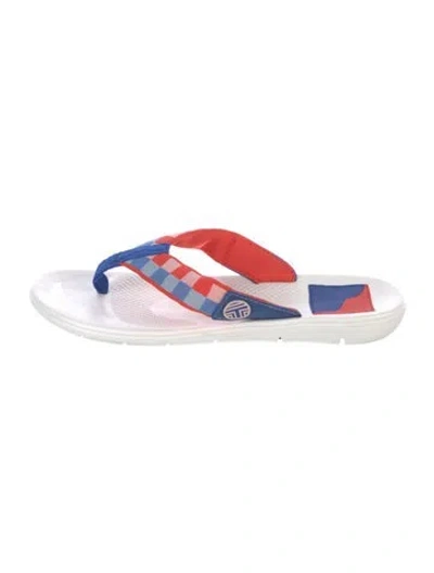 Pre-owned Tory Burch Printed Flip Flops In Red