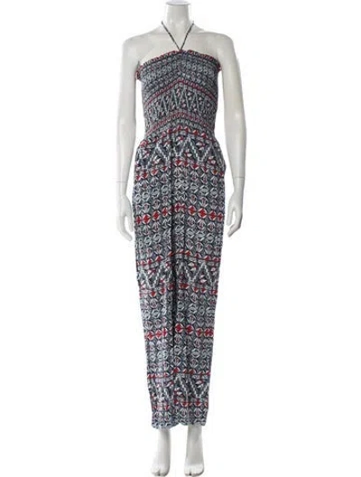 Pre-owned Tory Burch Printed Halterneck Jumpsuit In Multi