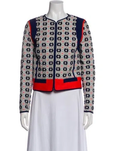 Pre-owned Tory Burch Printed Jacket In Blue
