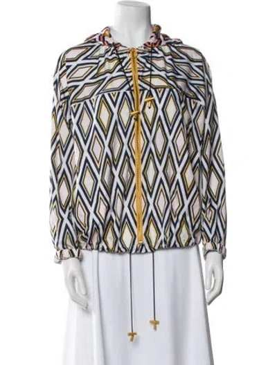 Pre-owned Tory Burch Printed Jacket In Blue