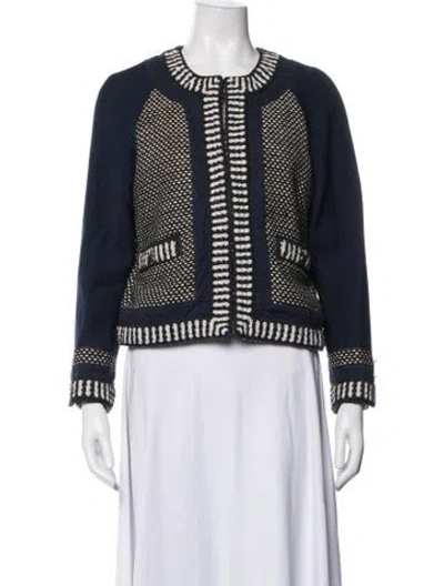 Pre-owned Tory Burch Printed Jacket In Blue