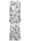 Tory Burch Long Floral Print Dress Multicolor In Blau