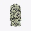 Tory Burch Printed Jersey Polo Dress In Green Pixel Floral