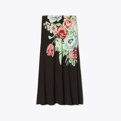 Tory Burch Printed Jersey Skirt In Black