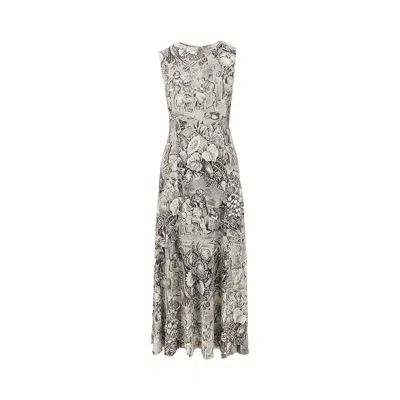 Tory Burch Printed Jersey Sleeveless Dress In Gray