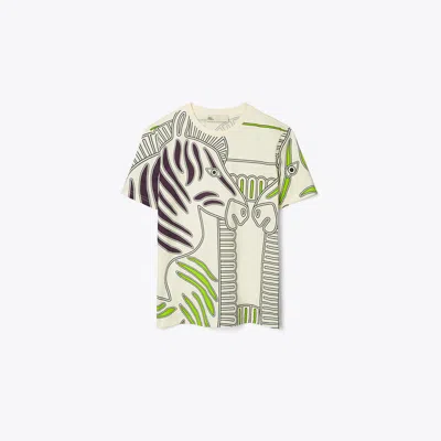 Tory Burch Printed Jersey T-shirt In Ivory Zebra