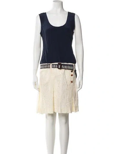 Pre-owned Tory Burch Printed Knee-length Dress In Black