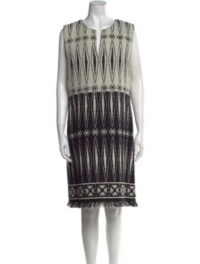 Pre-owned Tory Burch Printed Knee-length Dress In Black