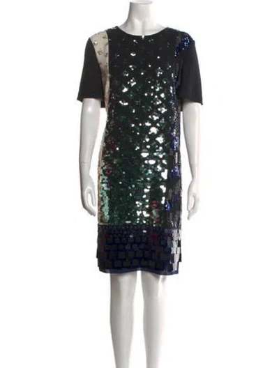 Pre-owned Tory Burch Printed Knee-length Dress In Black