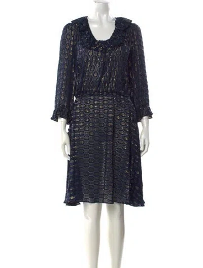 Pre-owned Tory Burch Printed Knee-length Dress In Blue
