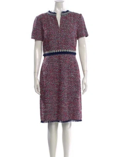 Pre-owned Tory Burch Printed Knee-length Dress In Blue